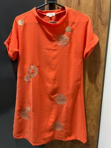 Orange Mini Dress with Circle Graphic
