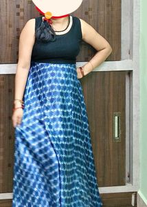 Blue Patterned Maxi Dress