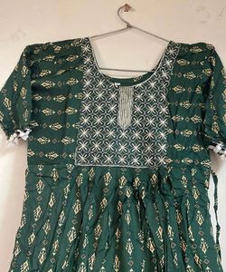 Green Printed Kurti Dress