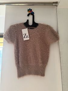 Cute Zara Fuzzy Short Sleeve Top