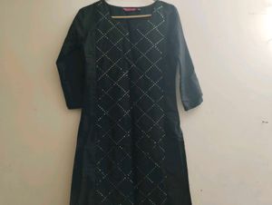 Black Festive Sequins Kurti