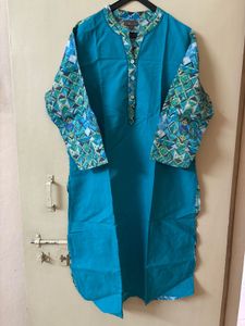 Printed Sea Green Kurta