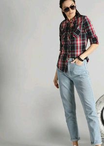 Plaid Casual Shirt in Size-S