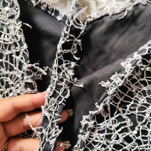 Silver Lace Sparkle Crop Top