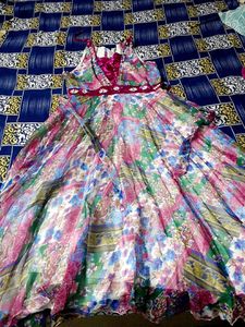 Jimmy Silk Gown With Rich Multi Print work