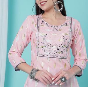 Pink Embroidered Kurta
