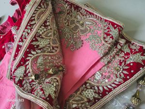 Pink Pure Georgette Extremely Heavy Saree