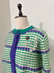 Green &amp; Purple Knit Cardigan