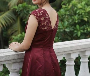 Elegant Maroon Lace Dress