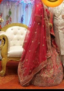 Full Beads &amp; Stone Work Designer Bridal Lahenga