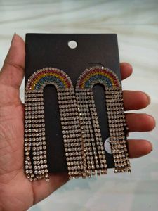 Rainbow Tassel Earrings american diamonds