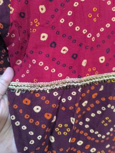 Maroon and red rajasthani tie-dye kurti