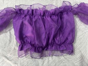 Purple Ruffle Crop Top