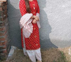Red Printed Kurti with Patiala Pants