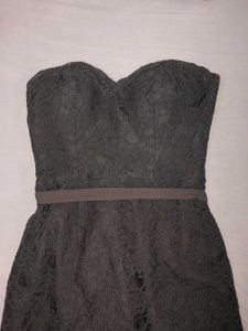 Grey Strapless Lace Dress
