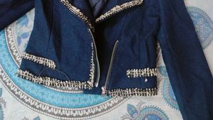 Chic Navy Blue Moto Jacket