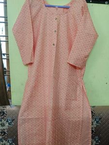 Peach Printed Kurta