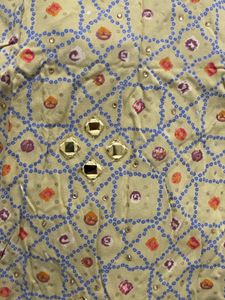 Yellow Mirror Embellished Kurti