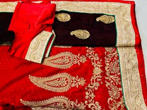 Bridal Red Colour Beautiful Saree