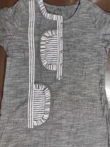Grey Striped Kurta