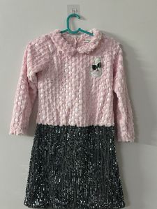 Peppermint Embellished Collared Pink N Black Dress