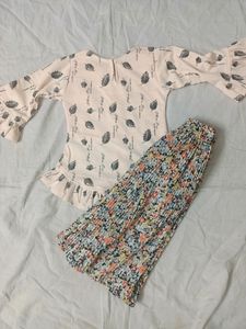 Peach Colour Plazo Set For 2-3 Year Old Girls