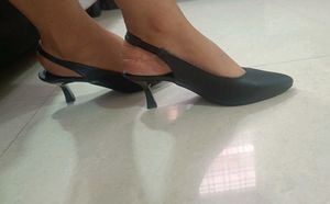 T-Eleven Black Slingback Kitten Heels