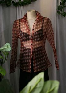 Zara Sheer Plaid Blouse
