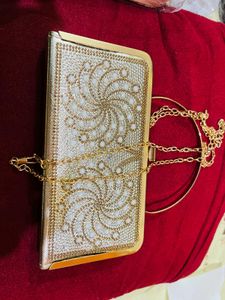 Elegant Gold Clutch for party wear new wdt tag