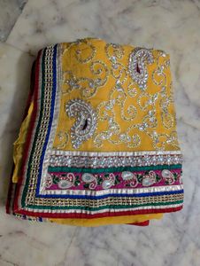 beautiful Yellow georgette saree
