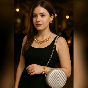 Silver Quilted Circle Bag