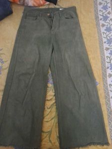 Wide Leg Olive Jeans