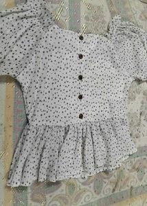 Floral Button-Front Peplum Top