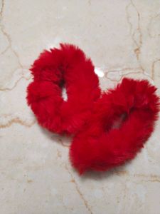 Red Fuzzy Scrunchies