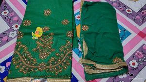 Green Embroidered Salwar Kurta  With Dupatta