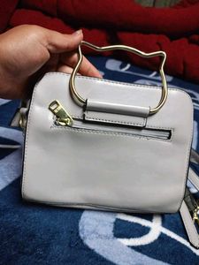 Cat Handle Structured Satchel Bag