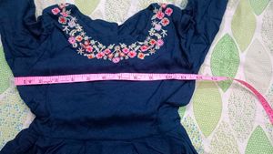 Navy Embroidered Girls&#39; Dress