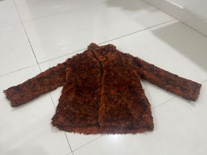 Rust Color Furry Coat For Women