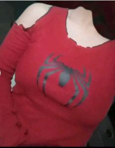 Red Spider Graphic Cut Out Crop Top