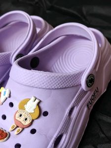 Women Purple Rubber Crocs with Charms