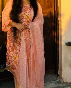 Pink Suit With Palazoo And Dupatta