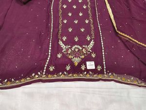 Purple Handwork Dress Material