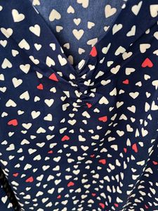 Heart Print Navy Blue Top For Women