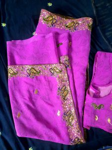 Pink Embroidered Saree