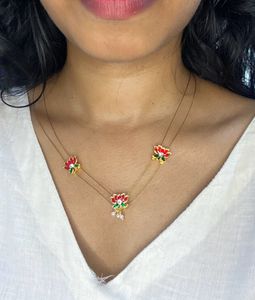 Lotus Invisible Necklace With rice Pearls