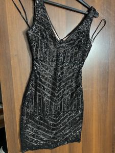 bebe Black Sequin Bodycon Mini Dress