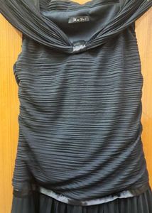 Black off shoulder prom dress