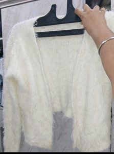 Fluffy White Cardigan (32-36inch)