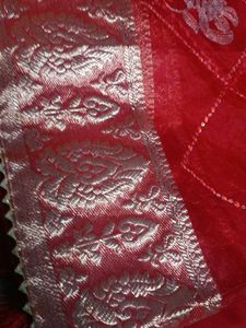 Red Heavy Border Sequence Saree For Woman