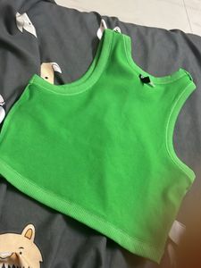 Green Ribbed Tank Top